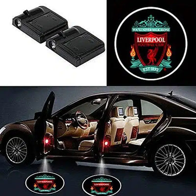 2x Projecteurs de Porte LED Logo Liverpool, Projection Haute Définition - packshot studio - Becquet Voiture