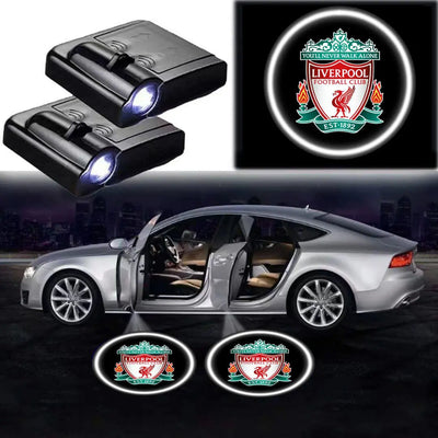 2x Projecteurs de Porte LED Logo Liverpool, Projection Haute Définition - vue de face - Becquet Voiture