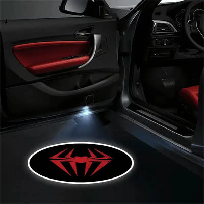 2x Projecteurs de porte LED Marvel Spiderman pour voiture - vue de profil - Becquet Voiture
