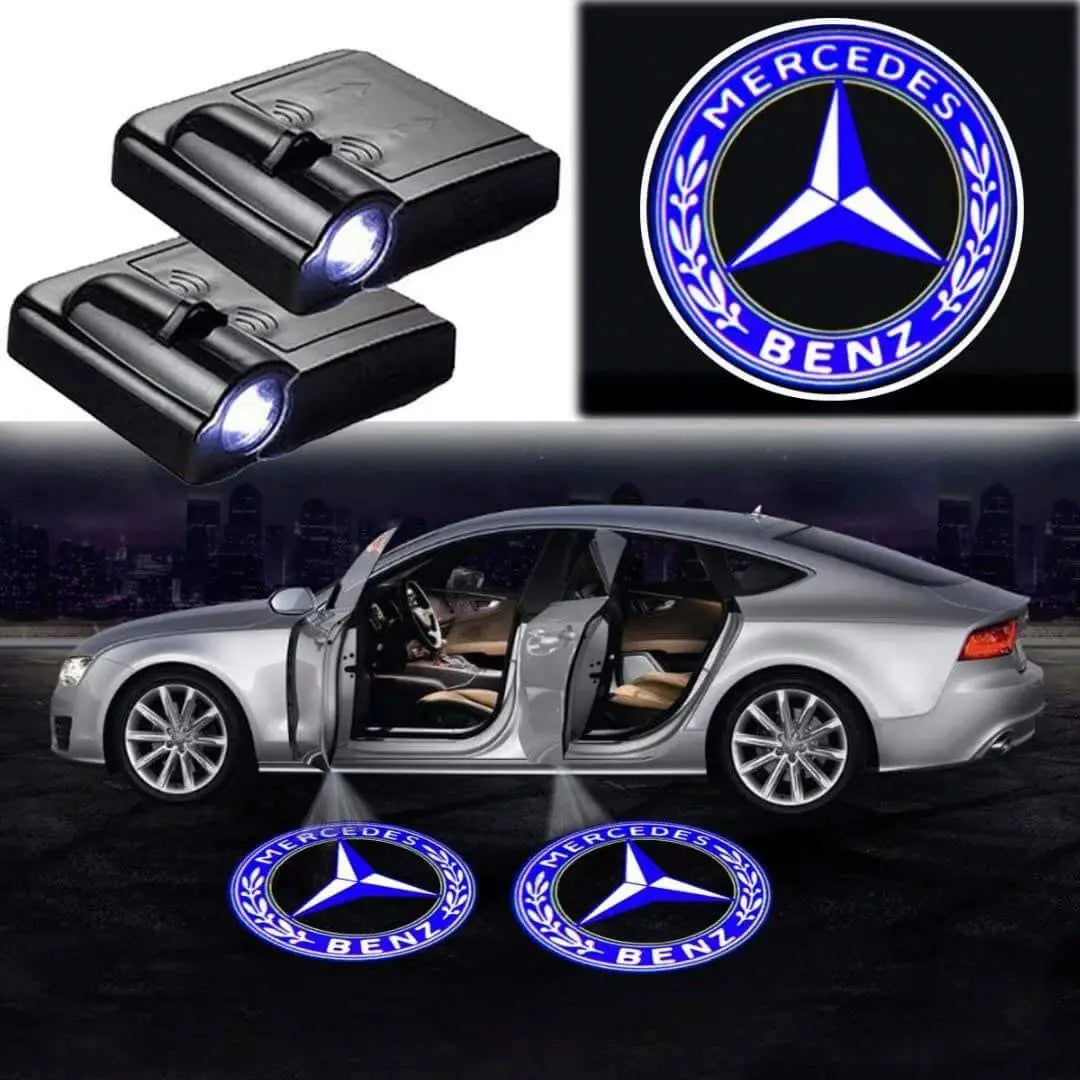 2X Projecteurs de Porte LED Sans Fil Mercedes Logo Lumineux - vue de face - Becquet Voiture
