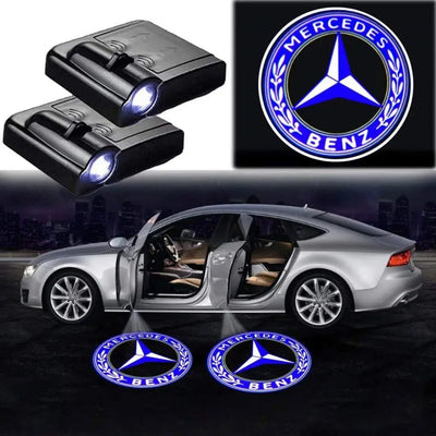 2X Projecteurs de Porte LED Sans Fil Mercedes Logo Lumineux - vue de face - Becquet Voiture