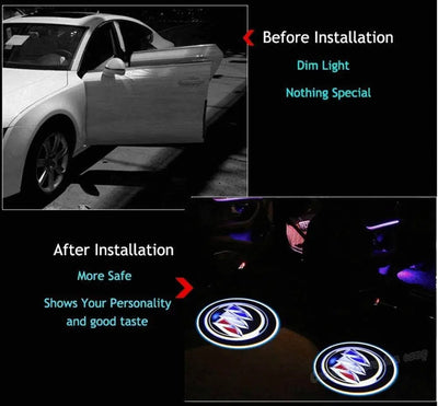 2x Projecteurs de Porte LED sans fil pour Buick projetés - vue de profil - Becquet Voiture