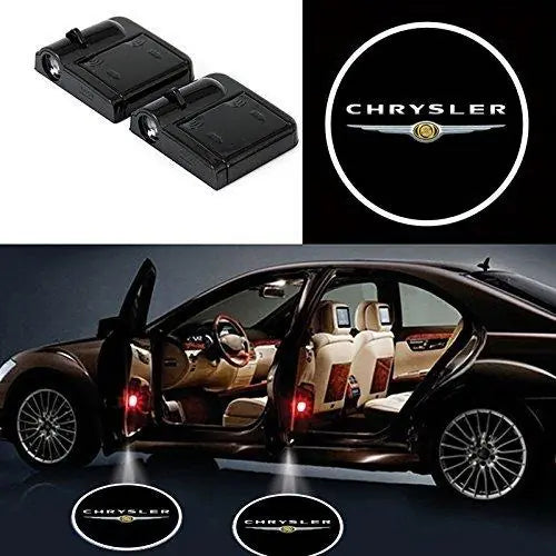 2x Projecteurs LED de Porte Chrysler avec Logo Projeté Sol - vue de face - Becquet Voiture