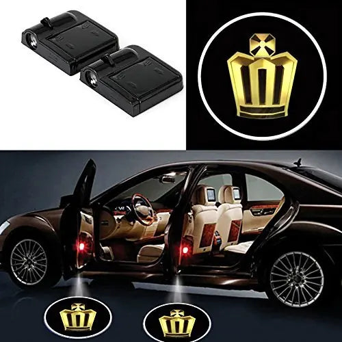 2x Projecteurs LED de Porte Logo Couronne Projection Ombre Fantôme - vue de face - Becquet Voiture