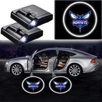 2X Projecteurs LED de Porte Voiture NBA Charlotte Hornets Logo - vue de face - Becquet Voiture