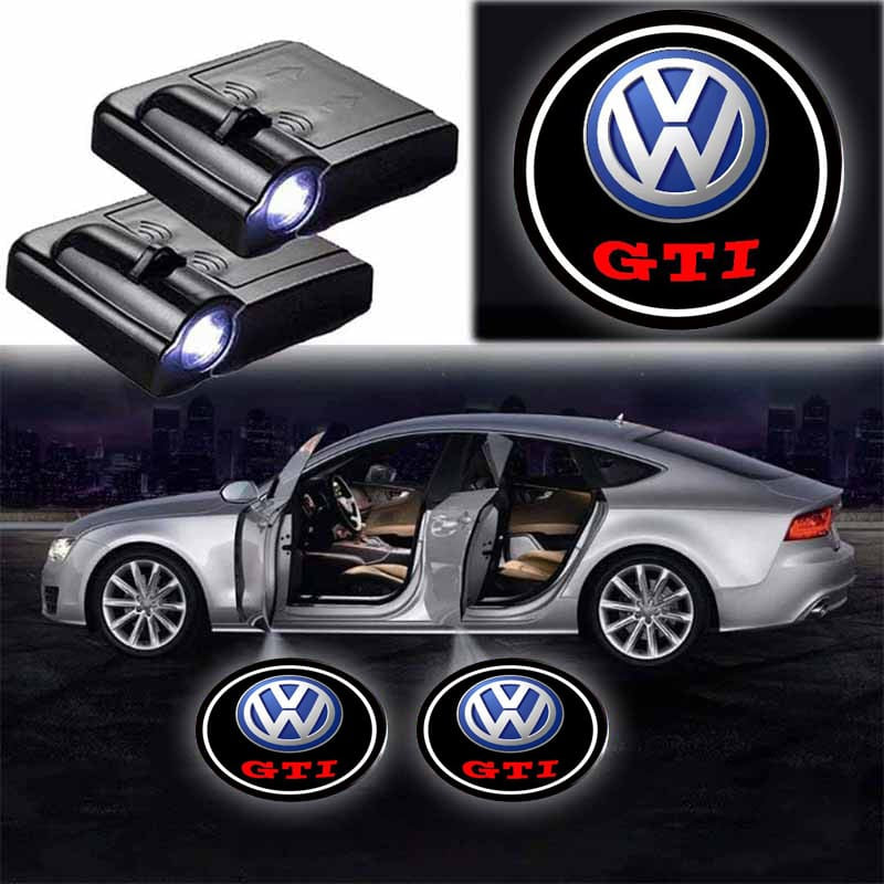 2x Projecteurs LED GTI pour Portes de Voiture Sans Fil - vue de face - Becquet Voiture