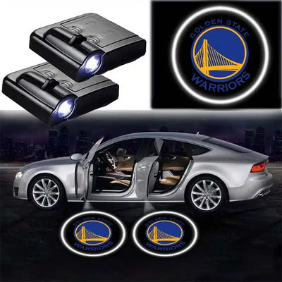 2x Projecteurs LED Logo NBA Golden State Warriors pour Portes - vue de face - Becquet Voiture
