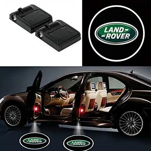 2X Projecteurs LED Porte Sans Fil Land Rover Logo Projeté - vue de face - Becquet Voiture