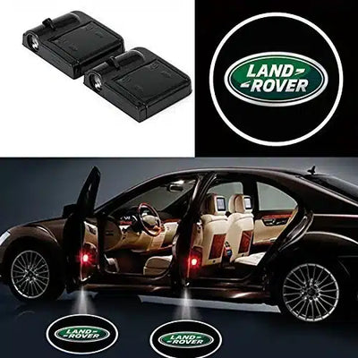 2X Projecteurs LED Porte Sans Fil Land Rover Logo Projeté - vue de face - Becquet Voiture