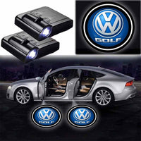 2x projecteurs LED sans fil Golf pour portières avec logo - vue de face - Becquet Voiture
