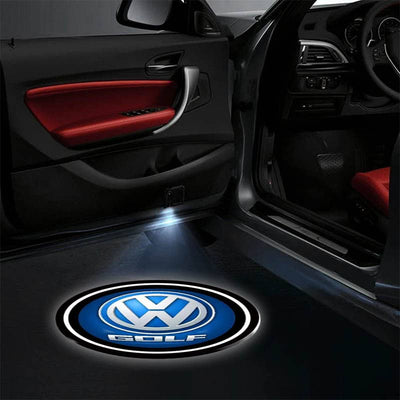 2x projecteurs LED sans fil Golf pour portières avec logo - vue de profil - Becquet Voiture