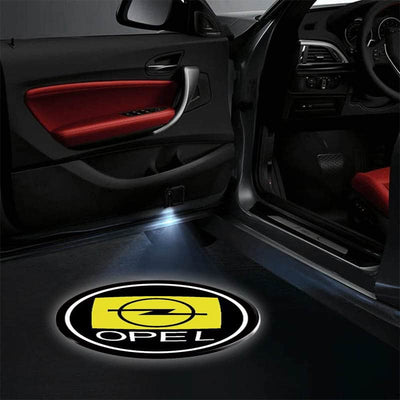 2X Projecteurs LED Sans Fil Logo Opel pour Portières Voiture - vue de profil - Becquet Voiture