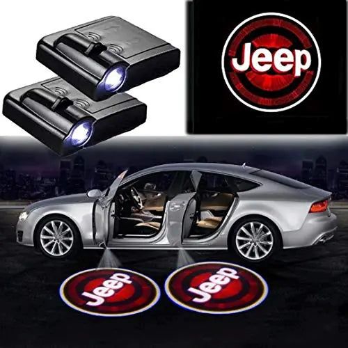 2x Projecteurs LED Sans Fil Porte de Voiture Jeep - vue de face - Becquet Voiture