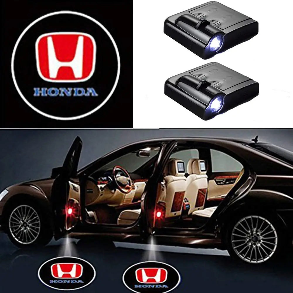 2X Projecteurs LED Sans Fil pour Portes Honda - Logo Projecteur - vue de face - Becquet Voiture