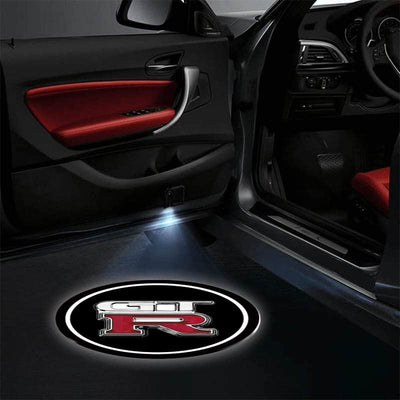 2X Projecteurs LED Sans Fil pour Portes Nissan GTR Logo - vue arrière - Becquet Voiture