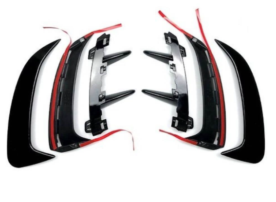 2x Rajouts Pare Chocs Arrière Noir Brillant Mercedes Classe A W177 (18+) - vue de face - Becquet Voiture