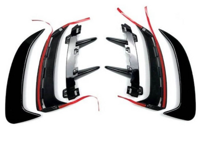 2x Rajouts Pare Chocs Arrière Noir Brillant Mercedes Classe A W177 (18+) - vue de face - Becquet Voiture