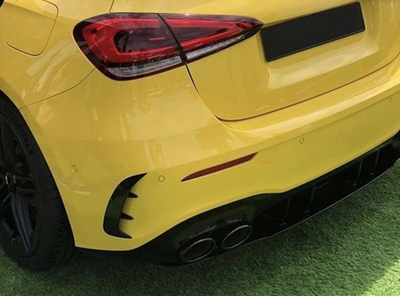 2x Rajouts Pare Chocs Arrière Noir Brillant Mercedes Classe A W177 (18+) - vue de profil - Becquet Voiture