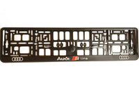 2x Supports de Plaque Audi S-Line Noir - vue de profil - Becquet Voiture