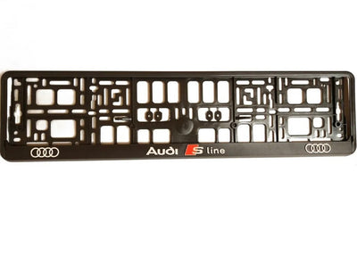 2x Supports de Plaque Audi S-Line Noir - vue de profil - Becquet Voiture