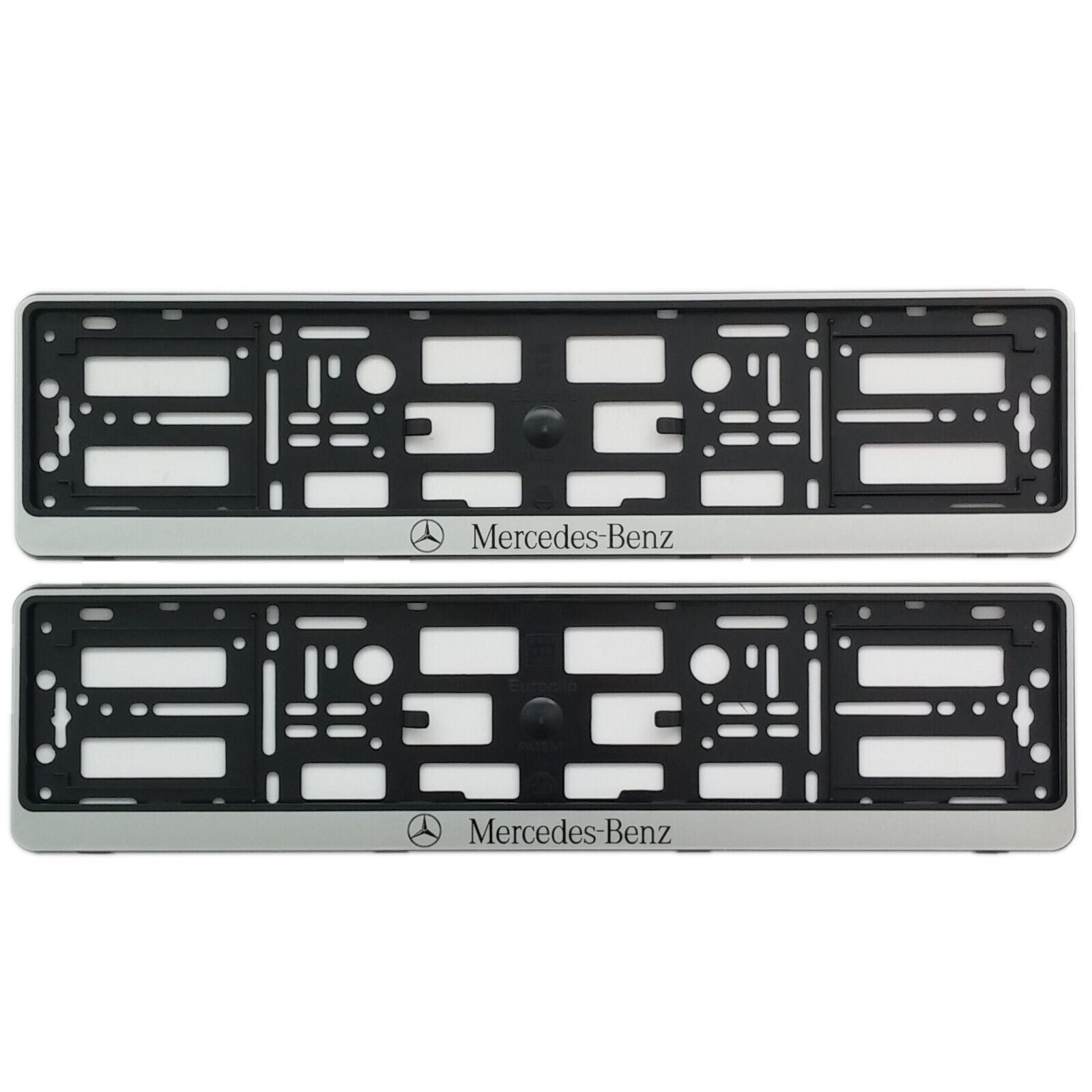 2x Supports de Plaque Mercedes Gris - vue de face - Becquet Voiture