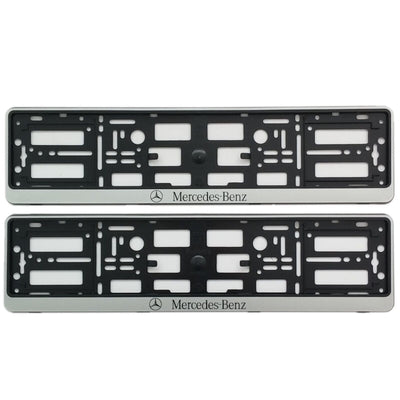 2x Supports de Plaque Mercedes Gris - vue de face - Becquet Voiture