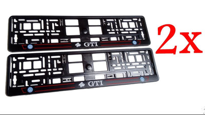 2x Supports De Plaque Volkswagen GTI Noir Mat - vue de face - Becquet Voiture