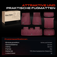 Tapis de Sol Tesla Model Y 2020-2023 TPE Frankberg 6 Pièces Rouge