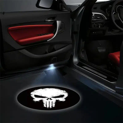Projecteurs LED portière crâne noir pour voiture, kit 2 pièces - vue 2