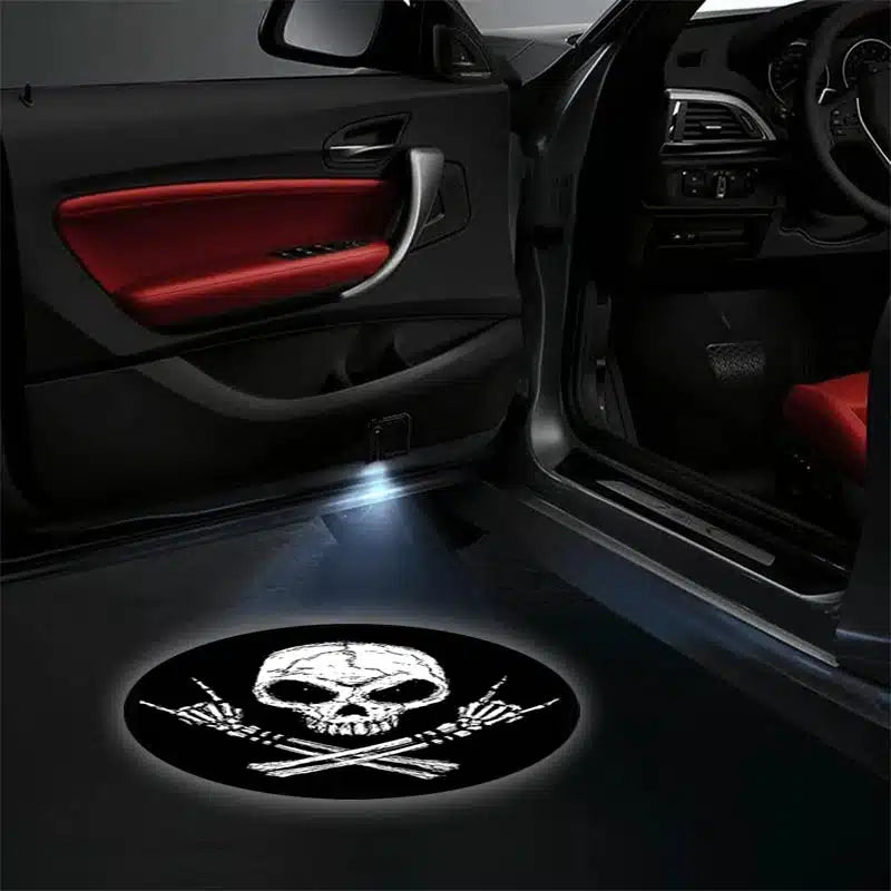 Projecteurs LED Porte Voiture Tête de Mort - Pack 2