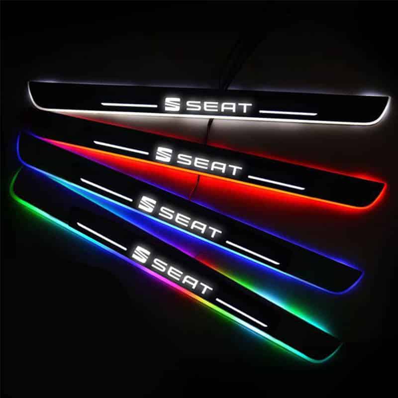 Seuils de porte LED pour SEAT, 7 couleurs, kit magnétique