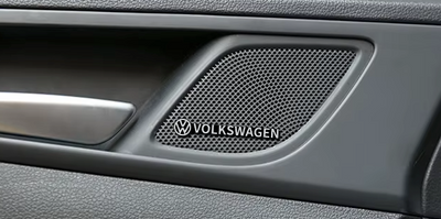 4x Autocollant Haut parleur Volkswagen Alliage Aluminium - vue de face - Becquet Voiture