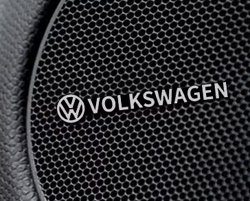 4x Autocollant Haut parleur Volkswagen Alliage Aluminium - vue de profil - Becquet Voiture
