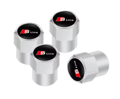 4x Bouchons de Valve Audi S-line Noir - vue arrière - Becquet Voiture
