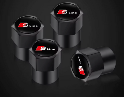 4x Bouchons de Valve Audi S-line Noir - vue de face - Becquet Voiture