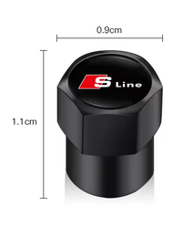 4x Bouchons de Valve Audi S-line Noir - vue de trois-quarts - Becquet Voiture