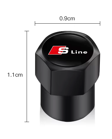 4x Bouchons de Valve Audi S-line Noir - vue de trois-quarts - Becquet Voiture