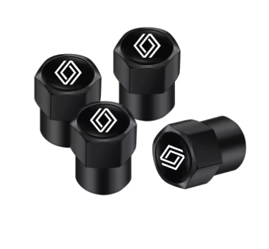 4x Bouchons de Valve Renault Noir - vue de face - Becquet Voiture