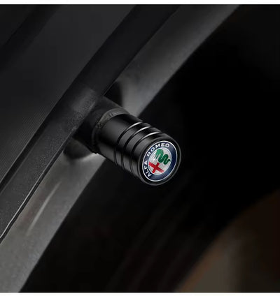 4x Bouchons de valves Alfa Romeo Noir - vue arrière - Becquet Voiture