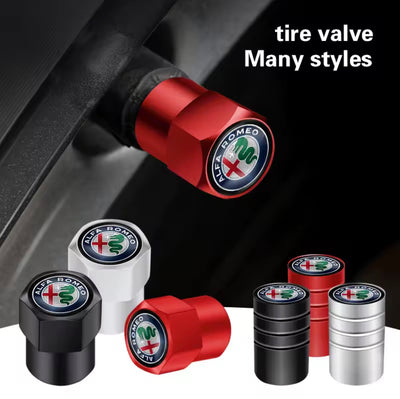 4x Bouchons de valves Alfa Romeo Noir - vue de face - Becquet Voiture