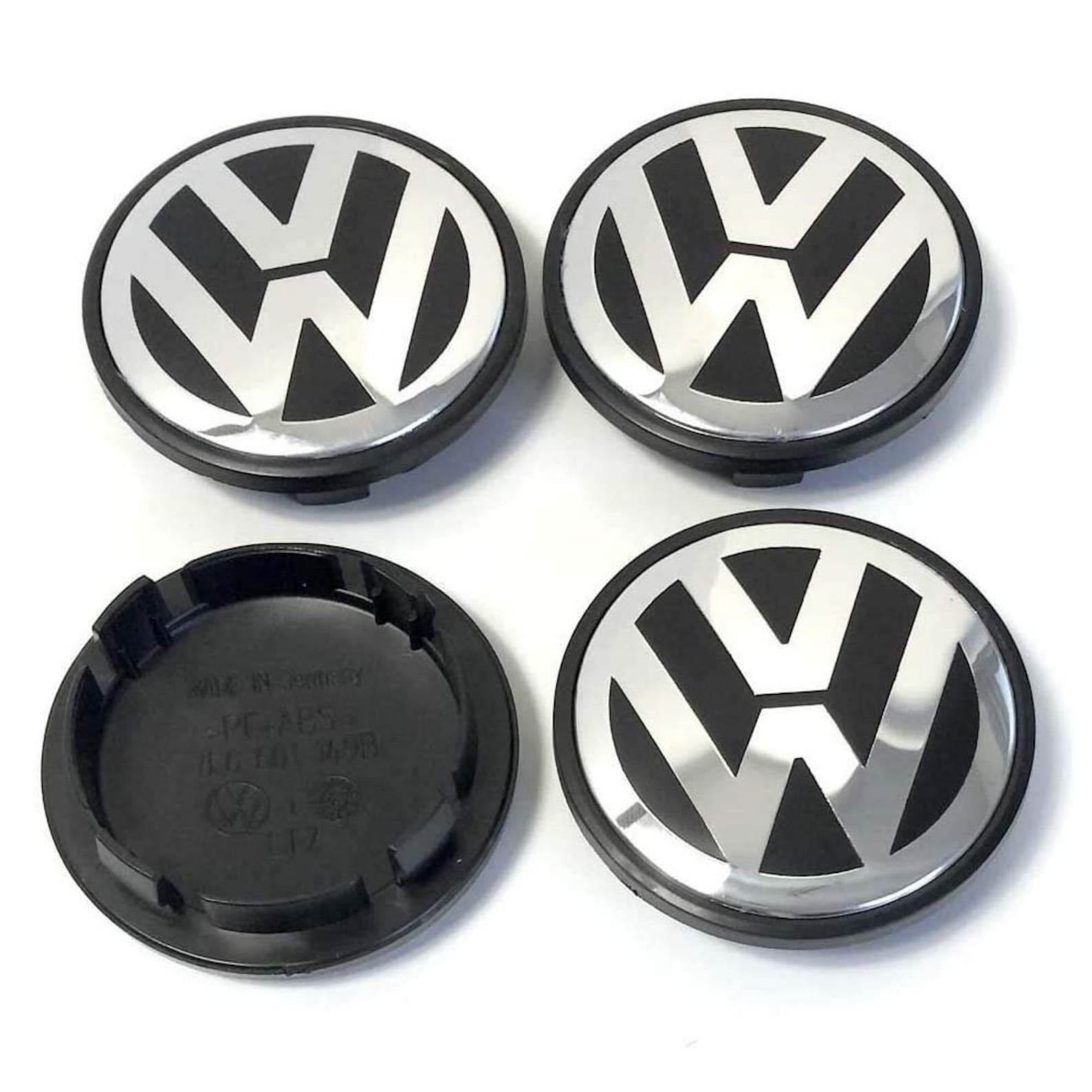 4x Caches de Jantes Volkswagen 55, 60, 65, 70 mm - vue de face - Becquet Voiture