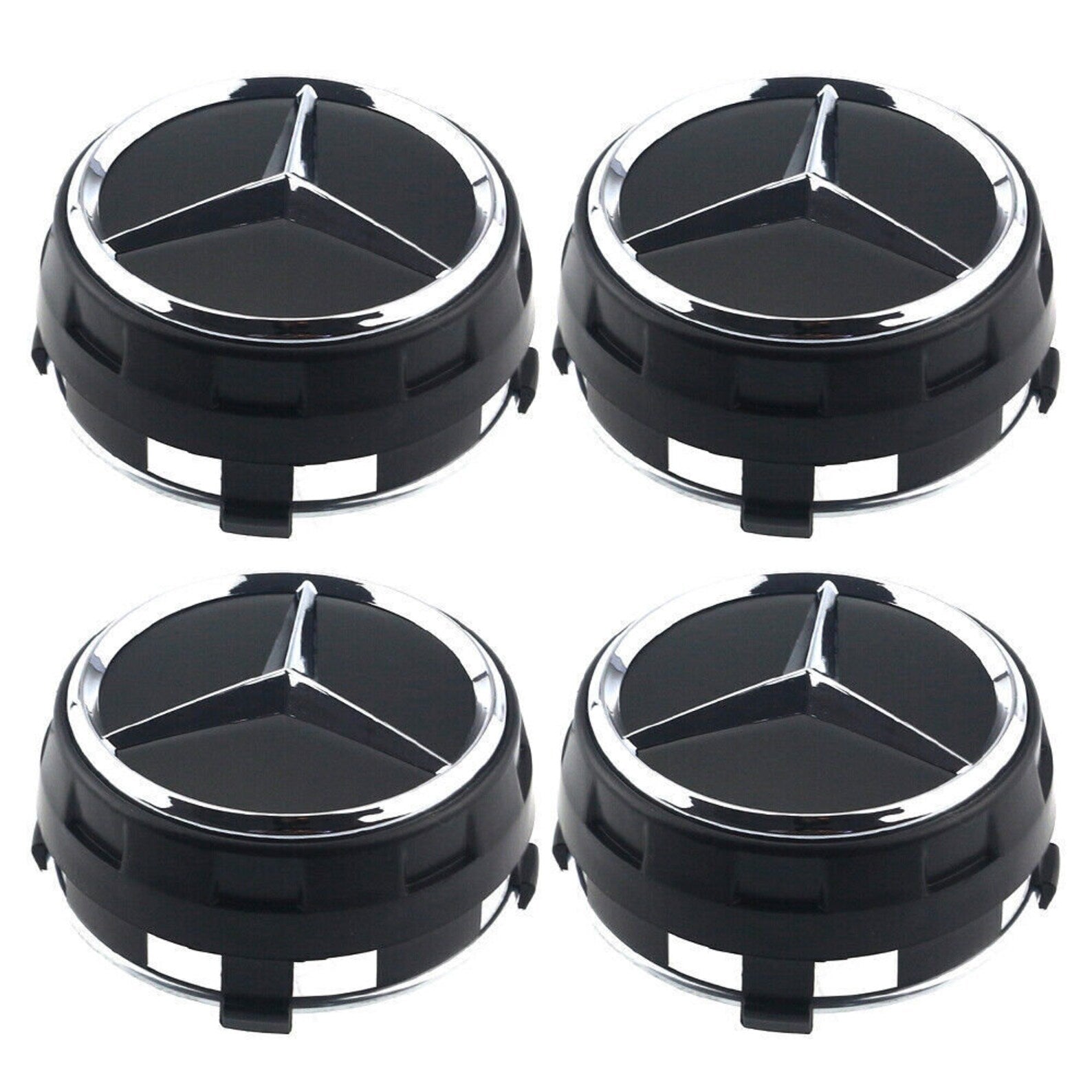 4x Caches Jantes Mercedes AMG - Noir 75mm - vue de face - Becquet Voiture