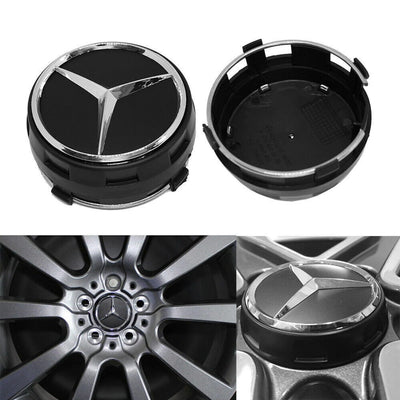 4x Caches Jantes Mercedes AMG - Noir 75mm - vue de profil - Becquet Voiture