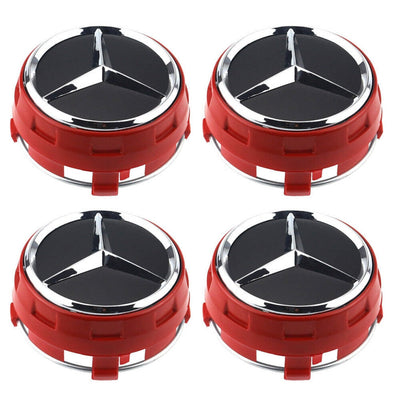 4x Caches Jantes Mercedes AMG - Rouge 75mm - vue de face - Becquet Voiture