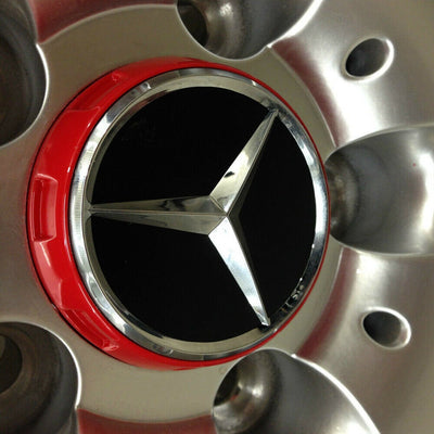 4x Caches Jantes Mercedes AMG - Rouge 75mm - vue de profil - Becquet Voiture
