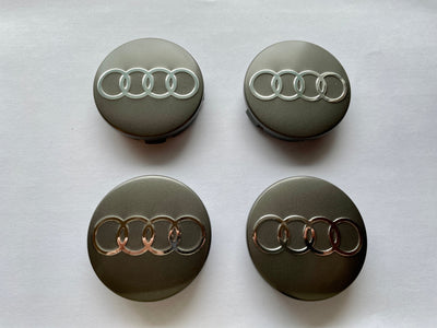 4x Centres de Roues Audi Gris 60mm (v2) - vue de face - Becquet Voiture