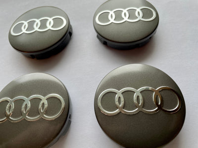4x Centres de Roues Audi Gris 60mm (v2) - vue de profil - Becquet Voiture