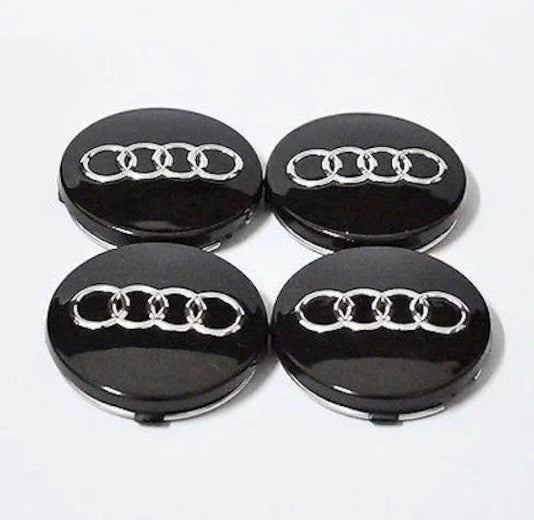 4x Centres de Roues Audi Noir 60mm - vue de face - Becquet Voiture