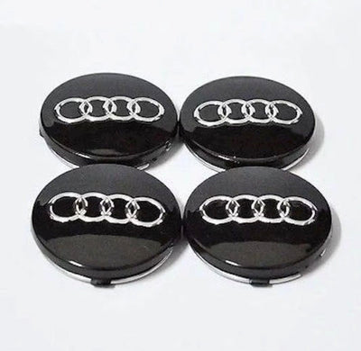 4x Centres de Roues Audi Noir 60mm - vue de face - Becquet Voiture