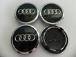 4x Centres de Roues Audi Noir Brillant 68mm Chrome